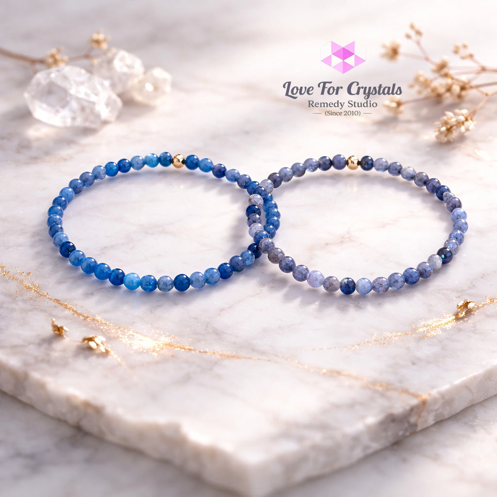Calm Clarity Duo Bracelet Set (4mm Blue Aventurine Quartz & Blue Sodalite) Encoded & Attuned Remedy Bracelets