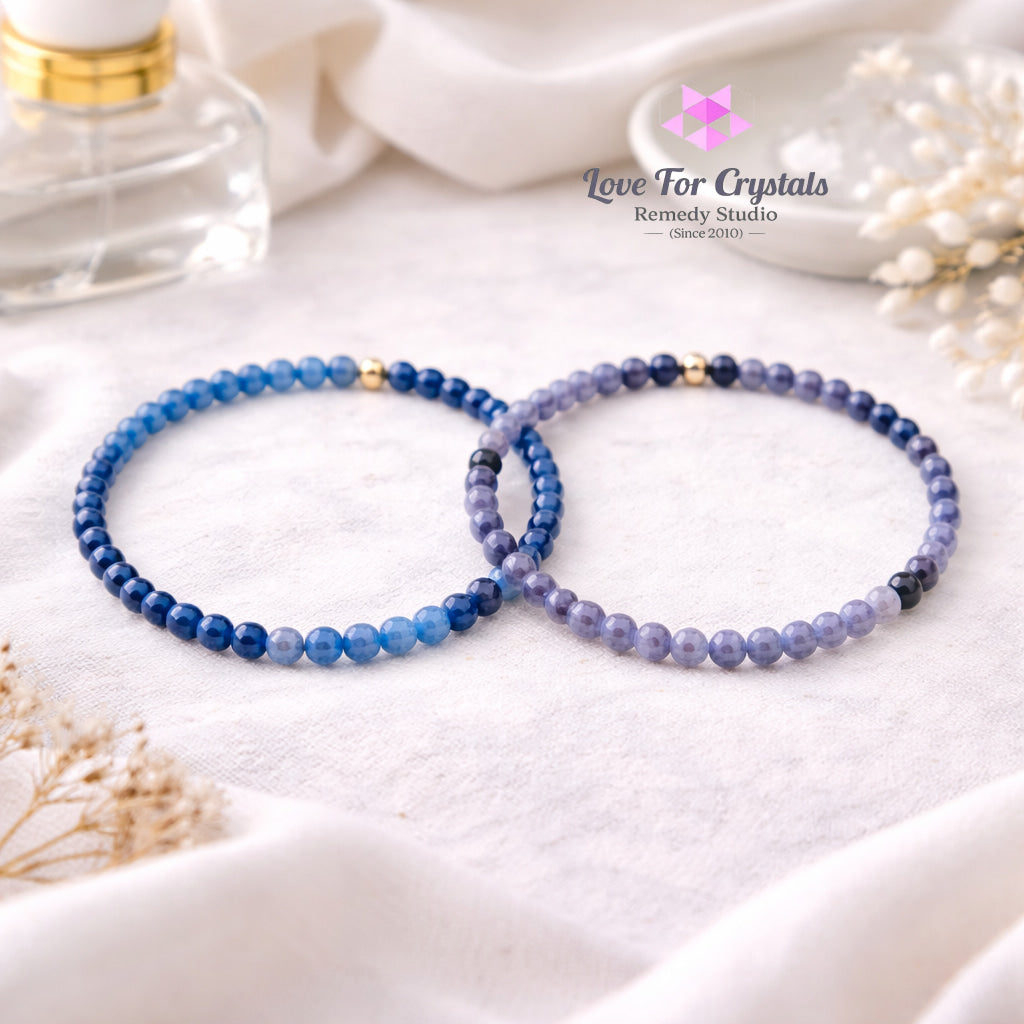 Calm Clarity Duo Bracelet Set (4mm Blue Aventurine Quartz & Blue Sodalite) Encoded & Attuned Remedy Bracelets
