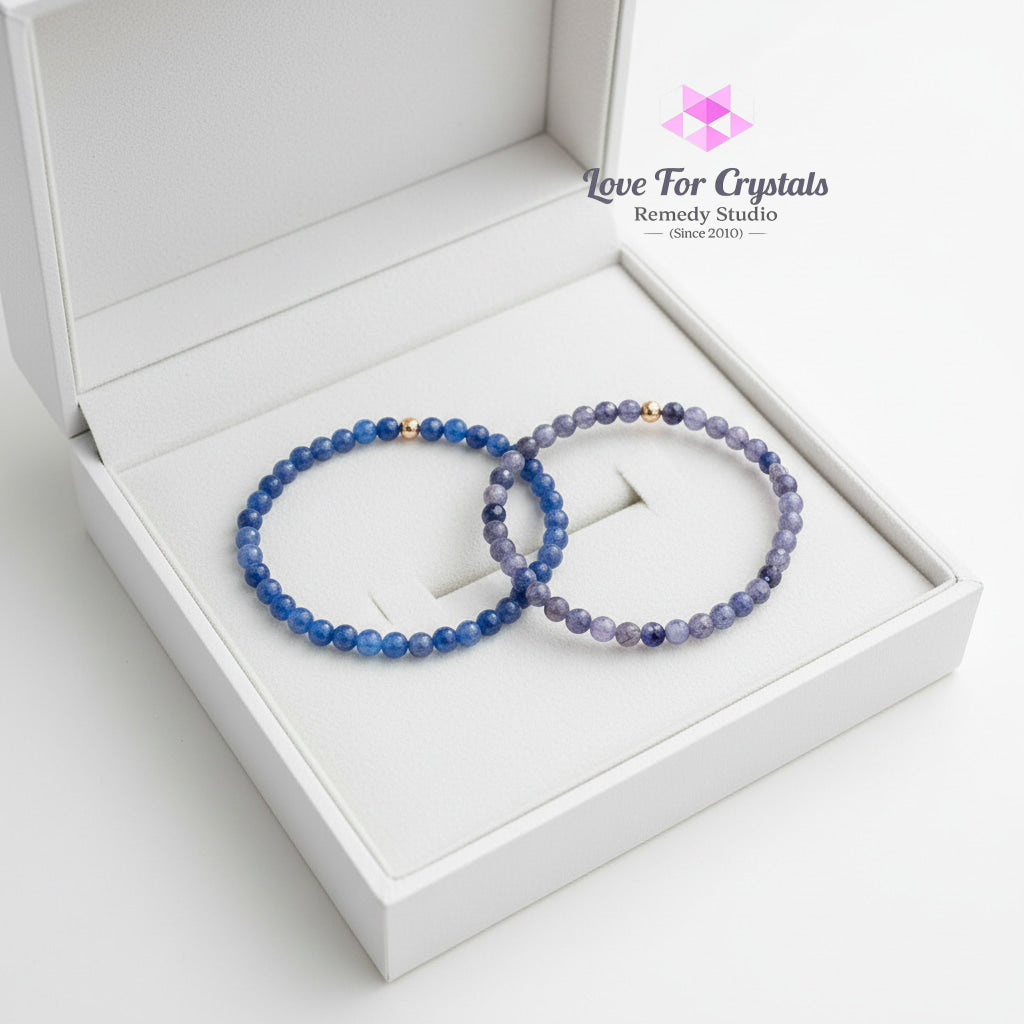 Calm Clarity Duo Bracelet Set (4mm Blue Aventurine Quartz & Blue Sodalite) Encoded & Attuned Remedy Bracelets