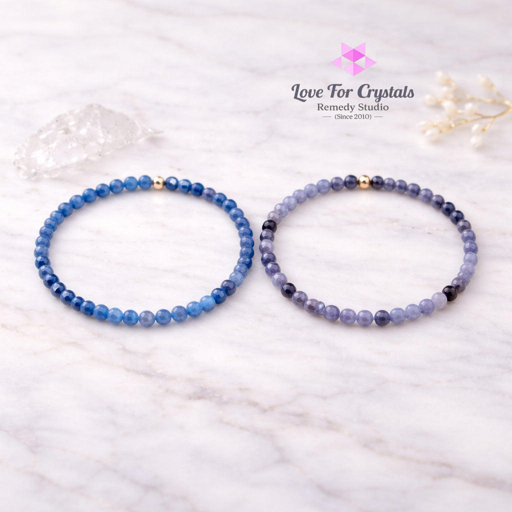 Calm Clarity Duo Bracelet Set (4mm Blue Aventurine Quartz & Blue Sodalite) Encoded & Attuned Remedy Bracelets