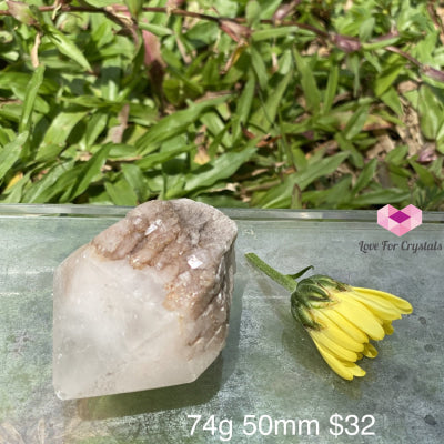 Candle Quartz Crystal With Lenticular Calcite Coating (Madagascar)