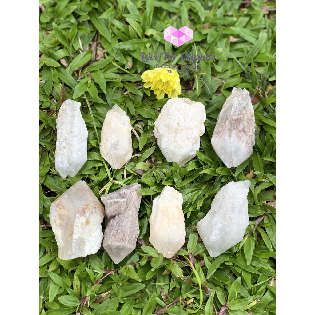 Candle Quartz Crystal With Lenticular Calcite Coating (Madagascar)