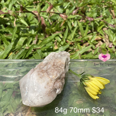 Candle Quartz Crystal With Lenticular Calcite Coating (Madagascar)