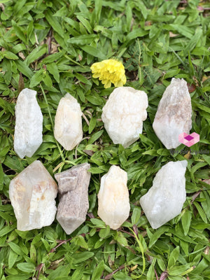 Candle Quartz Crystal With Lenticular Calcite Coating (Madagascar)