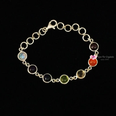 Chakra 7 Gemstone 925 Silver Bracelet Bracelets & Bangles