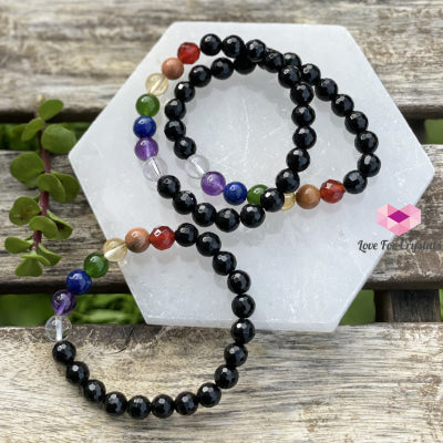 Chakra Protects Bracelet (Black Tourmaline Faceted With 7 Stones) Bracelets & Bangles