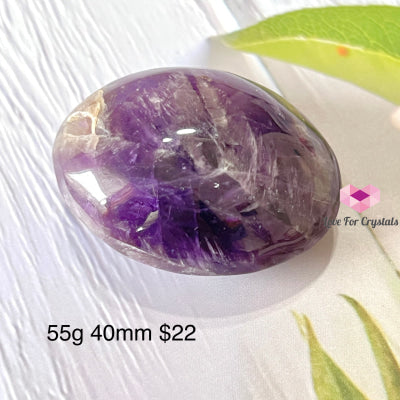 Chevron Amethyst Palm Stone (Brazil) 55G 40Mm Polished Crystals