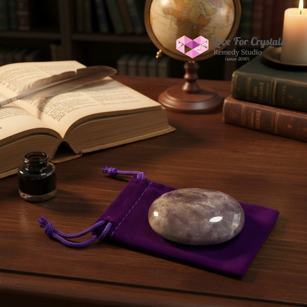 Chevron Amethyst Success Palm Stone 45mm (Encoded & Activated) Random Piece (45mm) Amethyst