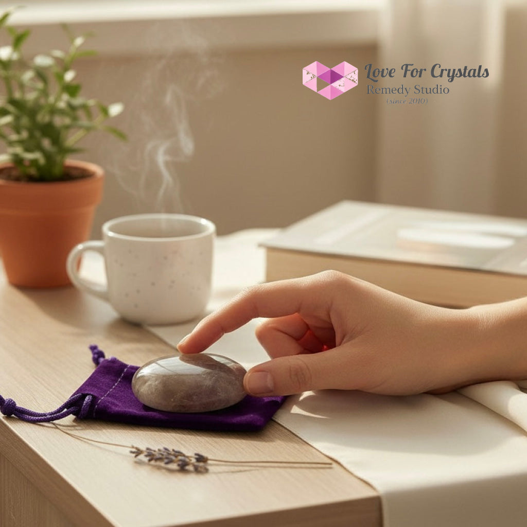 Chevron Amethyst Success Palm Stone 45mm (Encoded & Activated) Random Piece (45mm) Amethyst