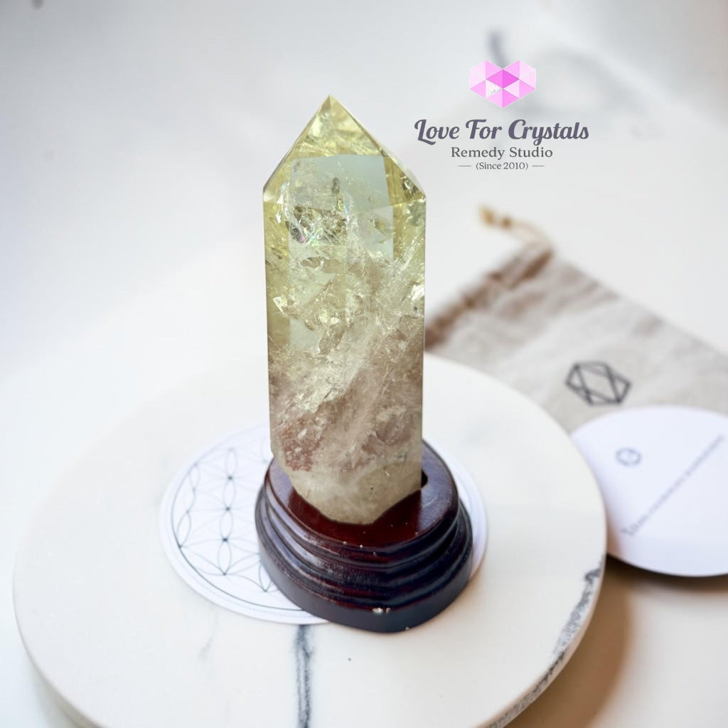 Citrine Polished Point with Rainbow (Golden Wealth Anchor) - 640g - Citrine
