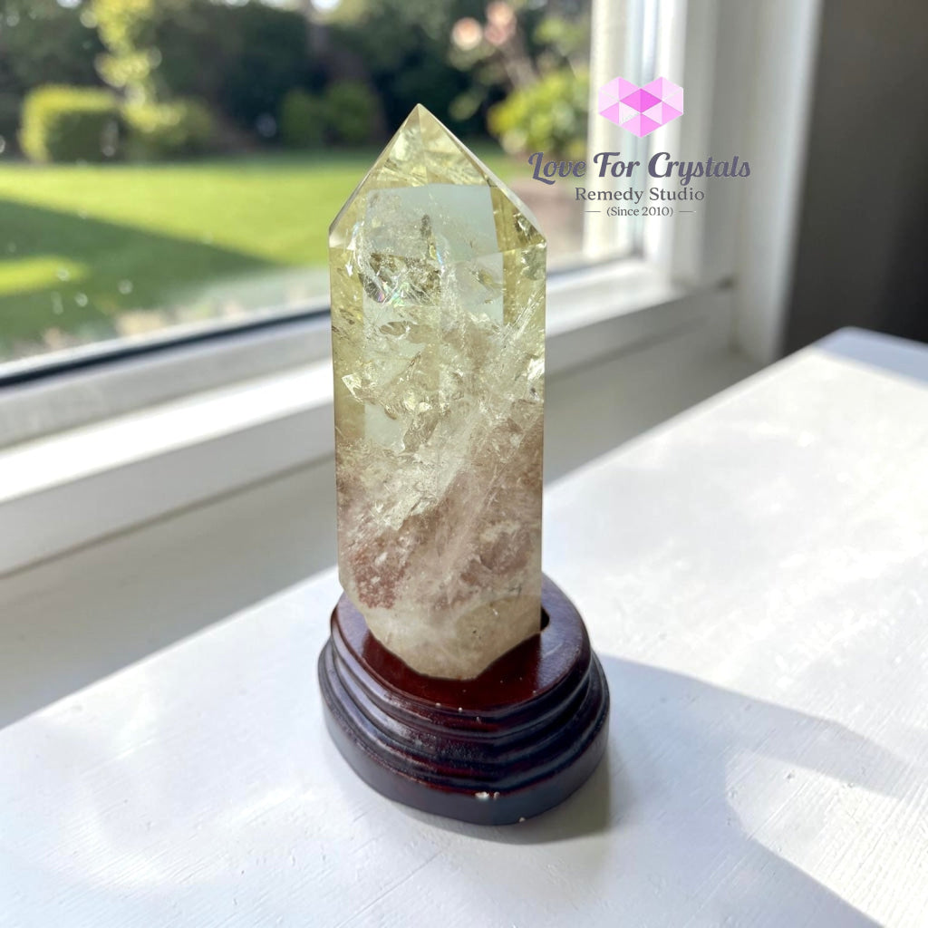 Citrine Polished Point with Rainbow (Golden Wealth Anchor) - 640g - Citrine