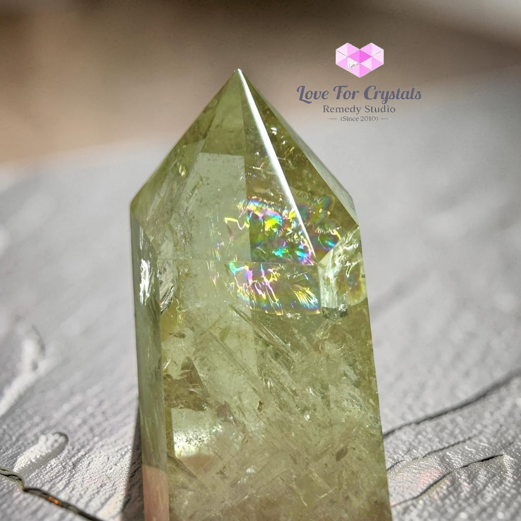 Citrine Polished Point with Rainbow (Golden Wealth Anchor) - 640g - Citrine
