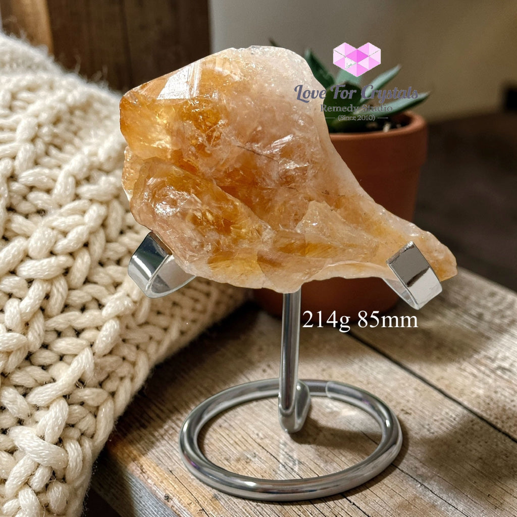 Citrine Raw Money Magnet with Stand (Encoded & Activated) 214g 85mm Citrine