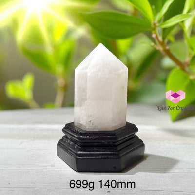 Clear Quartz Anchor Pointer with Wooden Stand 699g 140mm Clear quartz