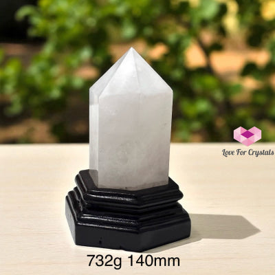 Clear Quartz Anchor Pointer with Wooden Stand 732g 140mm Clear quartz