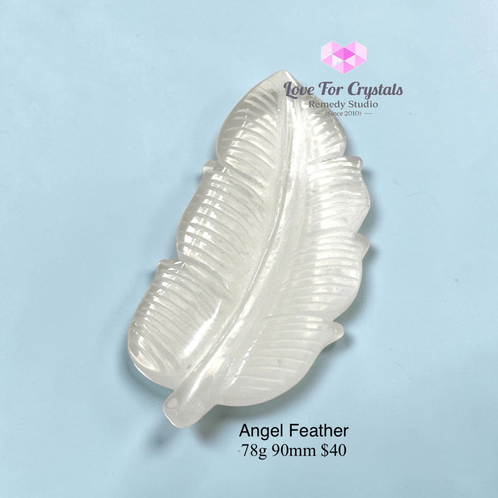 Clear Quartz Angel Feather Carving - 78g 90mm - Clear quartz