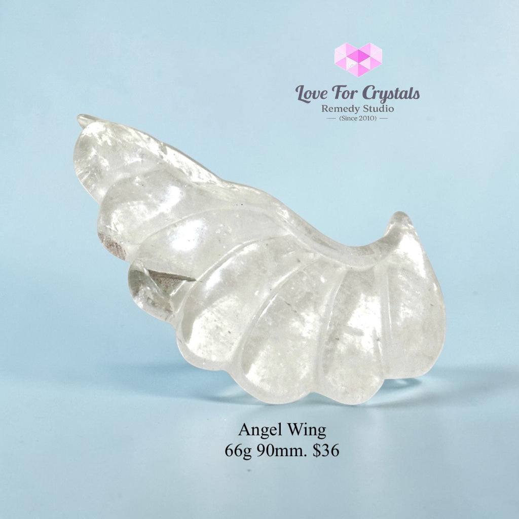 Clear Quartz Angel Wing Carving - 66g 90mm - Clear quartz