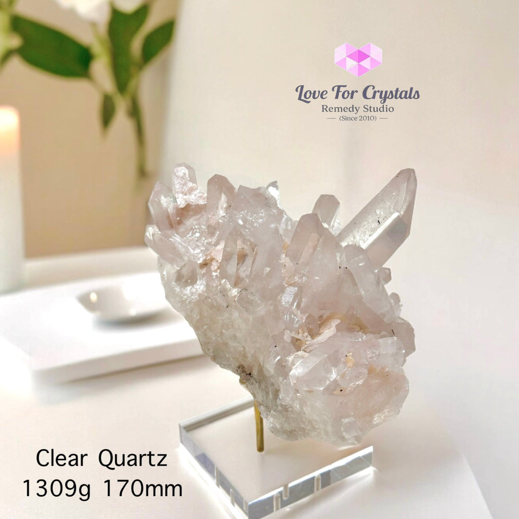 Clear Quartz Cluster With Stand (Brazil) Raw Crystal
