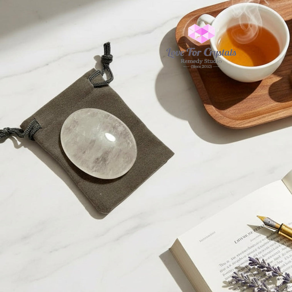 Clear Quartz Intention Amplifier Palm Stone 45mm (Encoded & activated) Random Piece (45mm) Palm stone