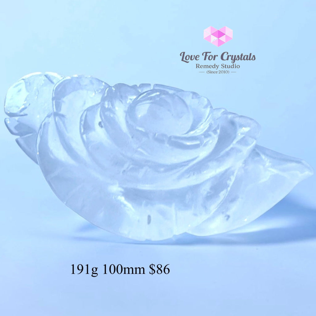 Clear Quartz Rose Carving (Beauty & Positivity) - 191g 100mm - Clear quartz