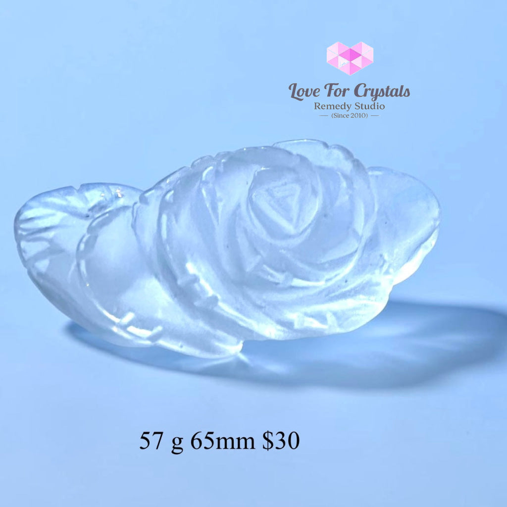 Clear Quartz Rose Carving (Beauty & Positivity) - 57 g 65mm - Clear quartz