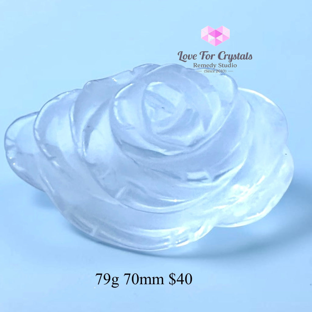Clear Quartz Rose Carving (Beauty & Positivity) - 79g 70mm - Clear quartz