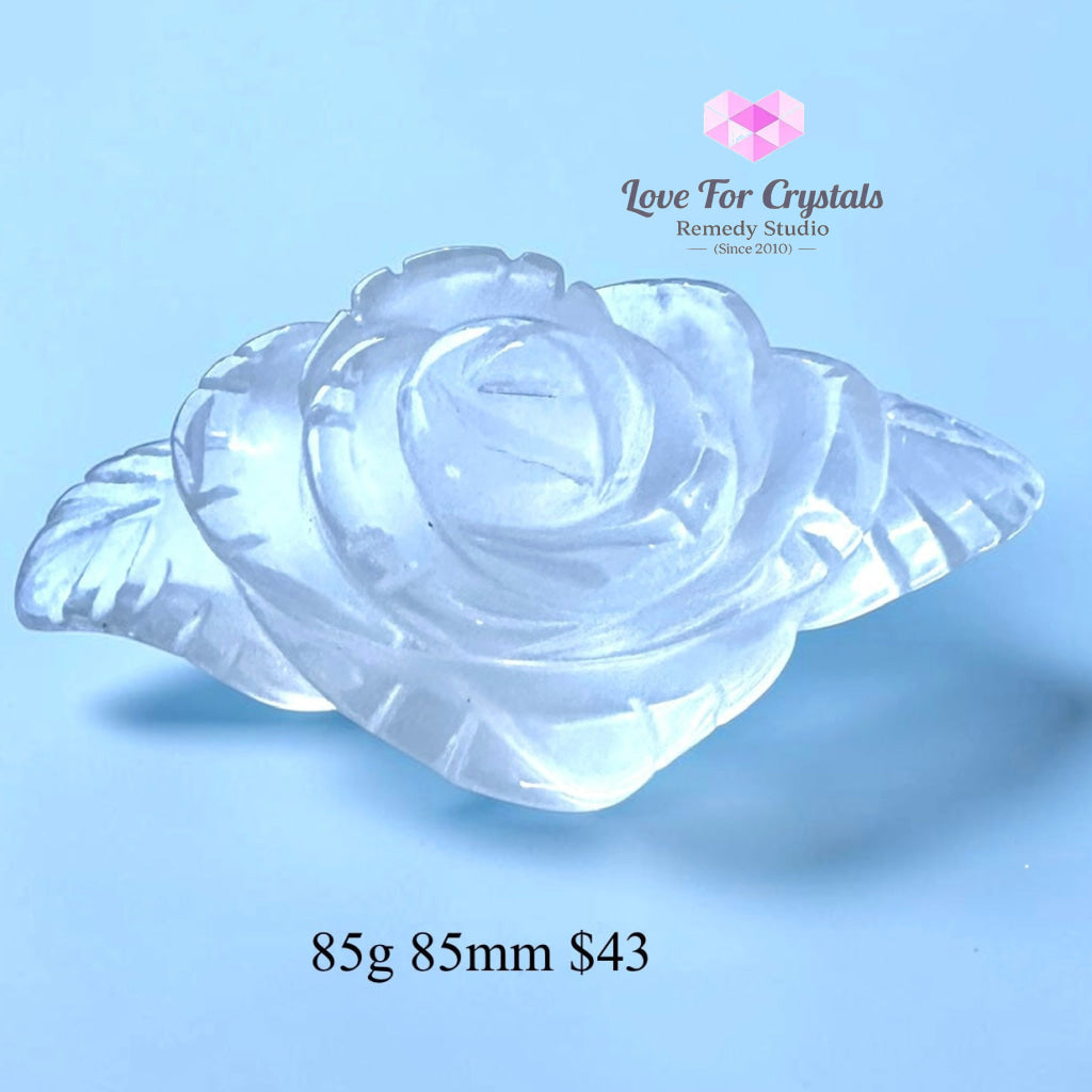 Clear Quartz Rose Carving (Beauty & Positivity) - 85g 85mm - Clear quartz