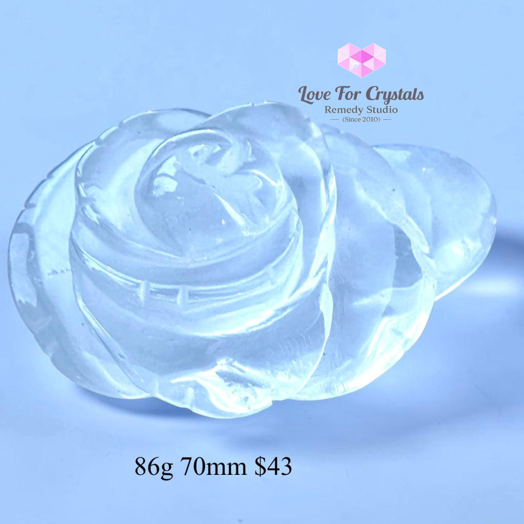 Clear Quartz Rose Carving (Beauty & Positivity) - 86g 70mm - Clear quartz