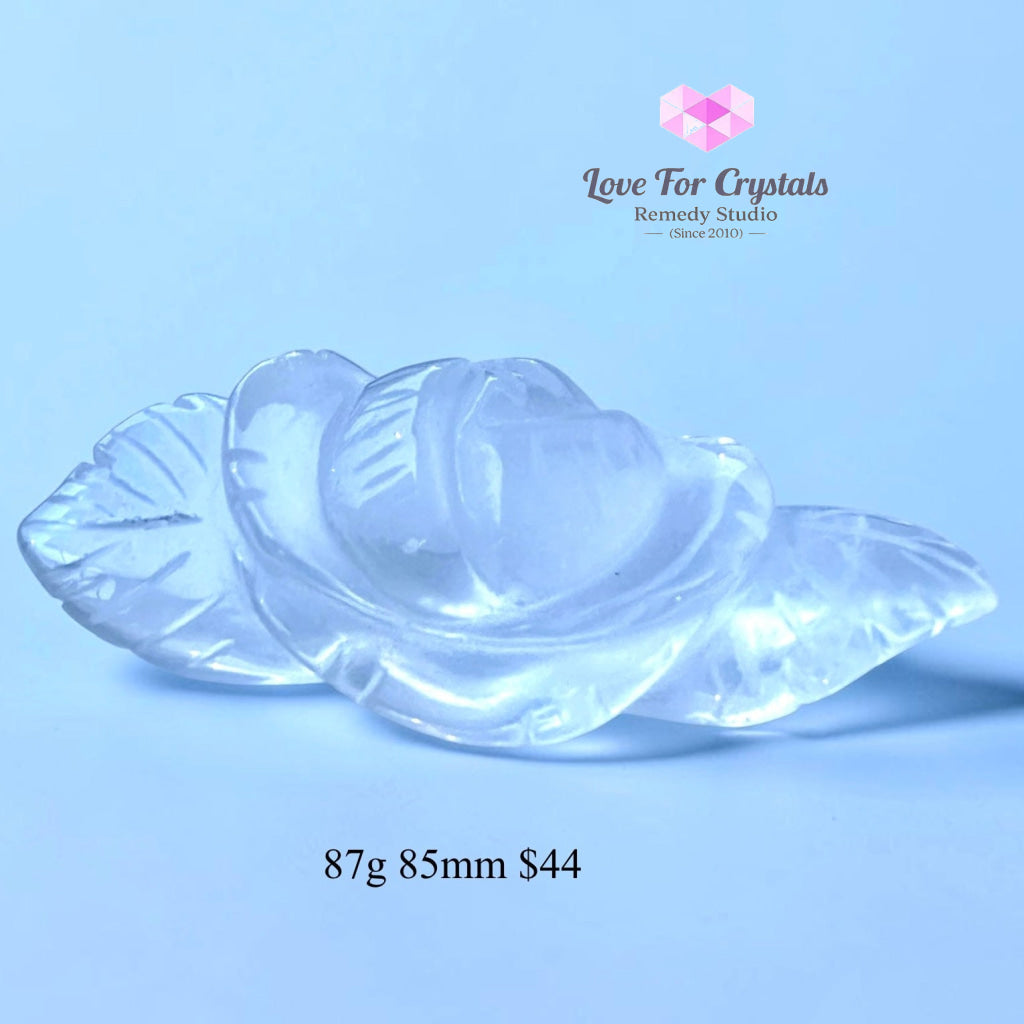 Clear Quartz Rose Carving (Beauty & Positivity) - 87g 85mm - Clear quartz