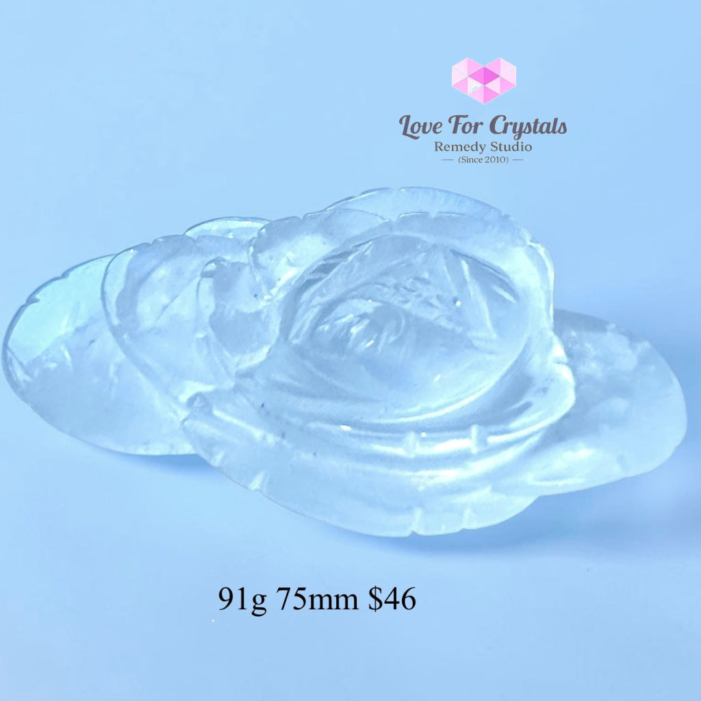 Clear Quartz Rose Carving (Beauty & Positivity) - 91g 75mm - Clear quartz