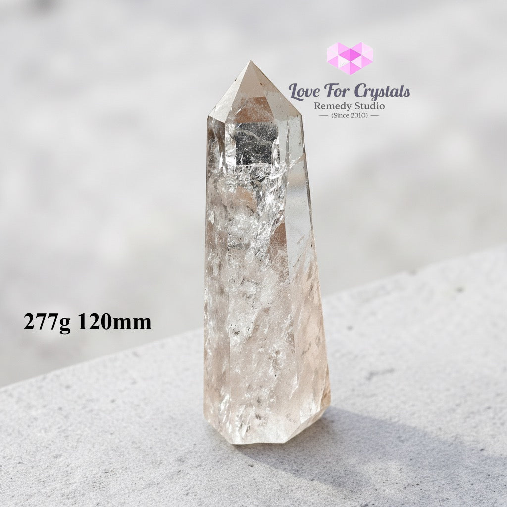 Clear Quartz Tower Anchor Point NO Stand (Premium AAA Grade) - 277g 120mm - Clear quartz