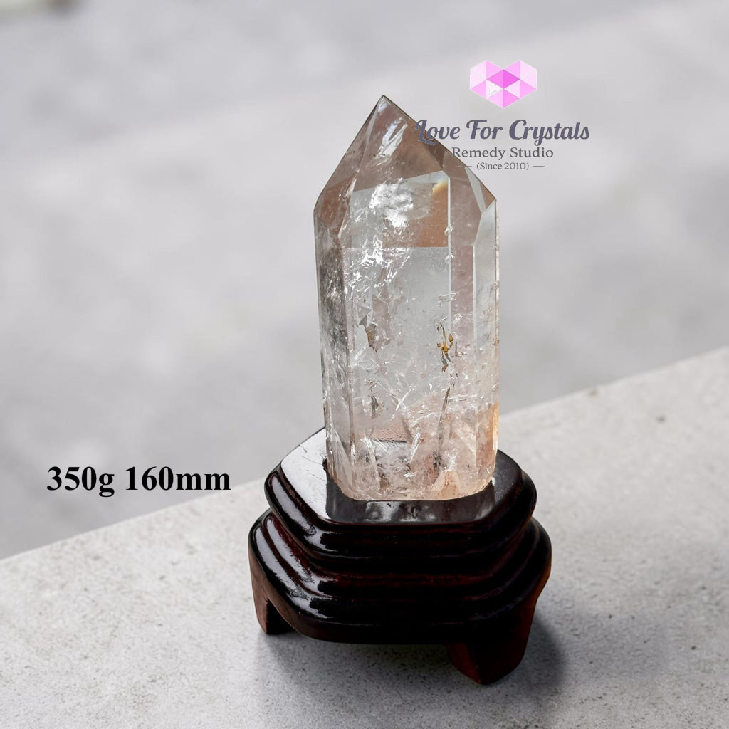 Clear Quartz Tower Anchor Point with Stand (Premium AAA Grade) - 350g 160mm - Clear quartz