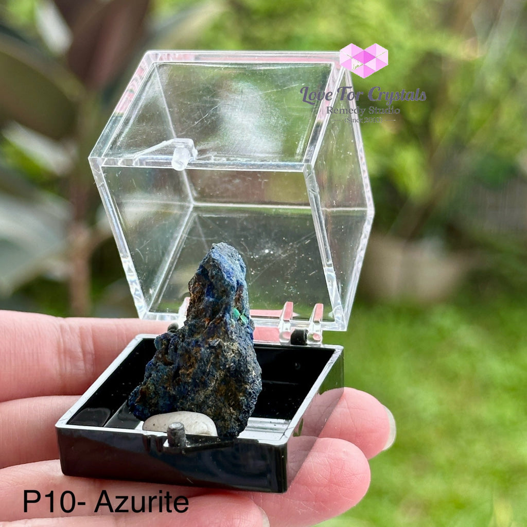 Crystal Mineral Specimen In A Box (35Mm Box) Photo 10- Azurite Raw Crystals