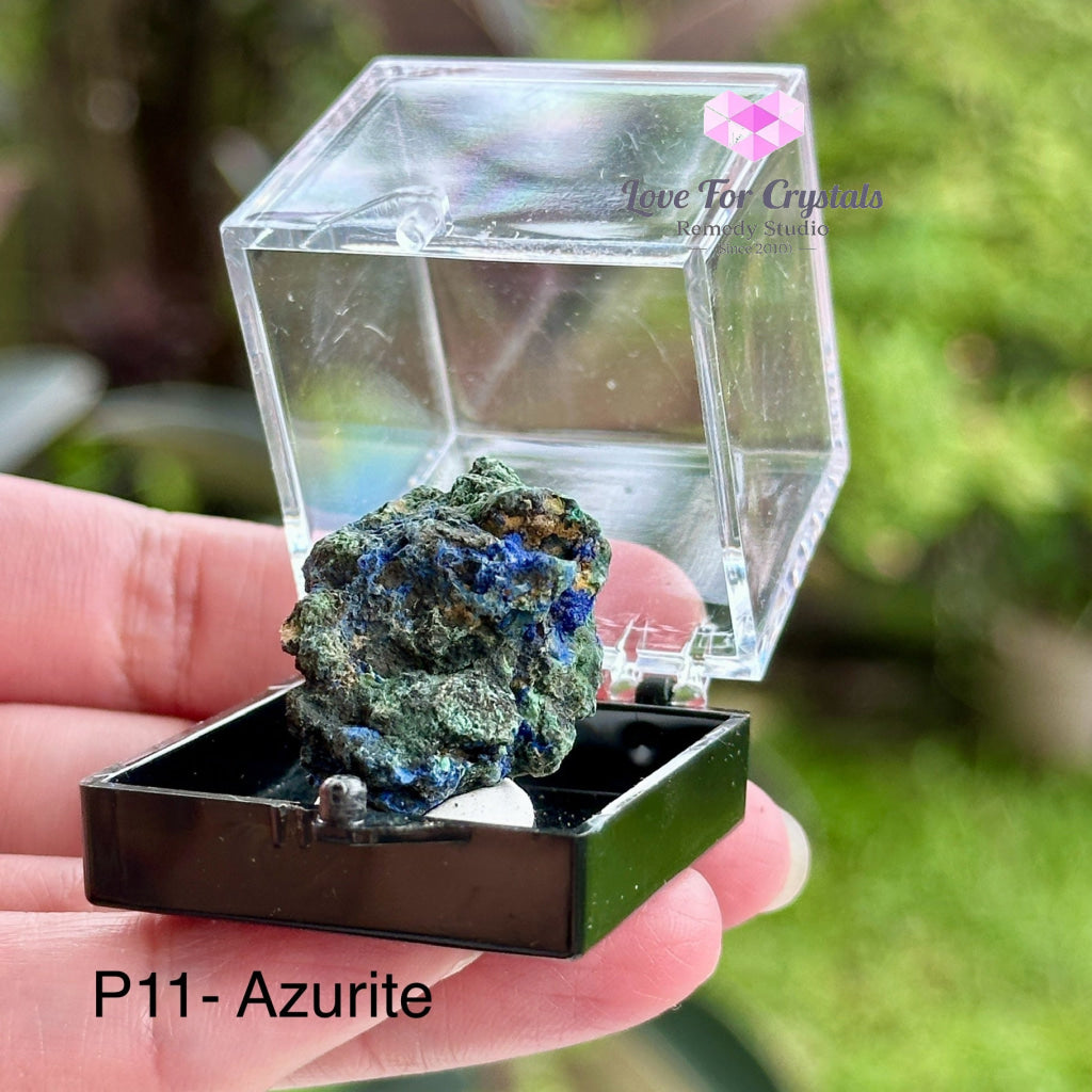 Crystal Mineral Specimen In A Box (35Mm Box) Photo 11- Azurite Raw Crystals