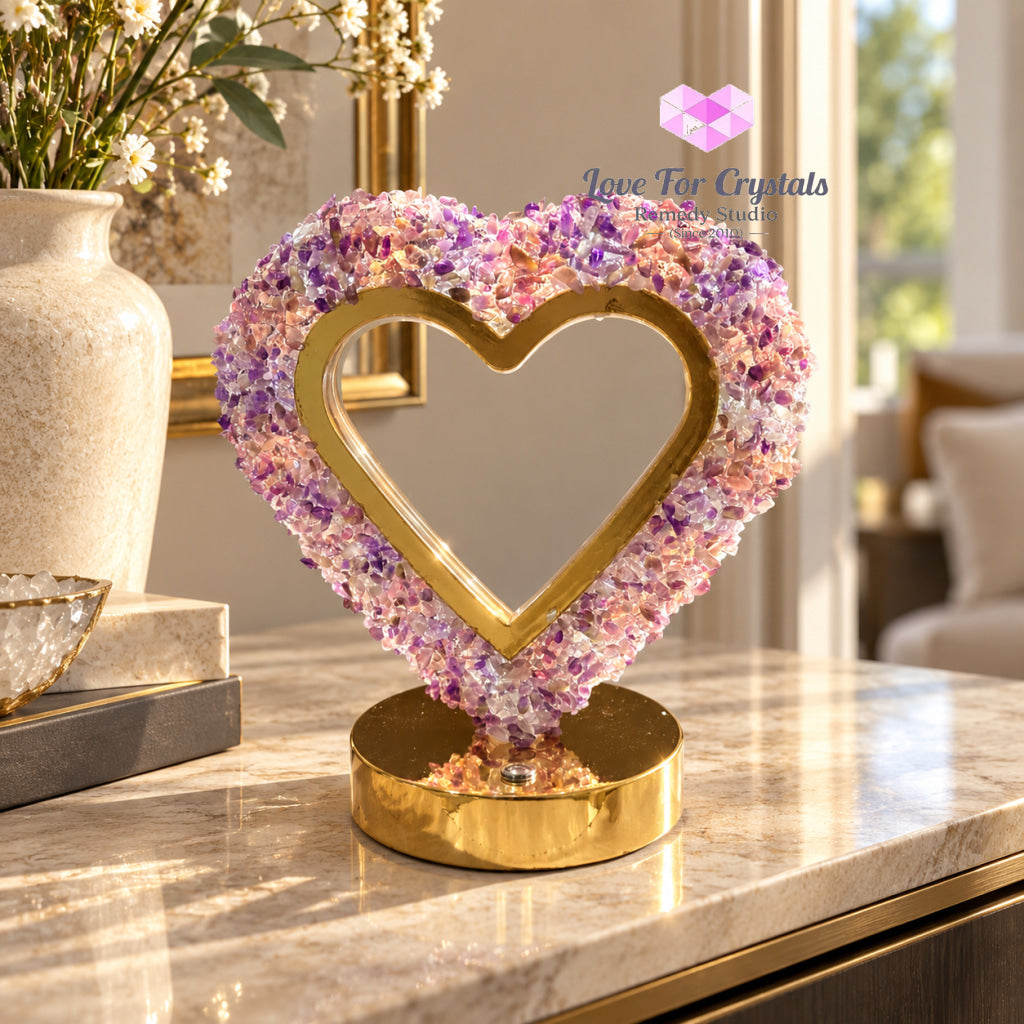 Crystal Rechargeable Lamp - Heart- Amethyst - Crystals