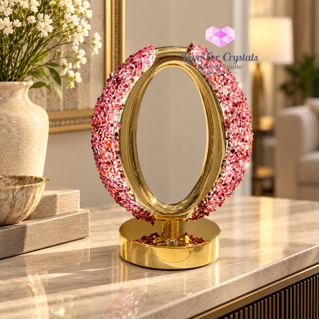 Crystal Rechargeable Lamp - Oval- Garnet - Crystals
