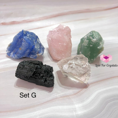 Crystal Remedy Set For Home (5 Raw Crystals From Brazil) G Set