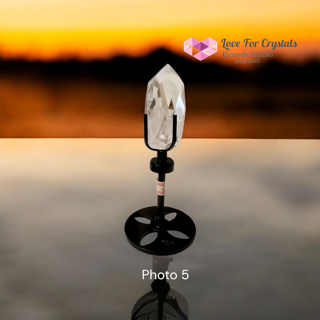 Crystalline Transmitter (Multi Faceted Brazil Clear Quartz On Stand)Pre-coded & Activated Clear quartz