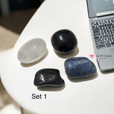 Cyber Protection Crystal Set (Black Tourmaline Kyanite Obsidian Clear Quartz) Sets