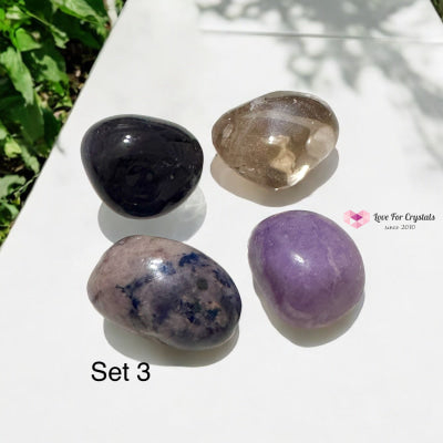 Digital Burnout Recovery Crystal Set (Amethyst Lepidolite Smoky Quartz & Blue Sodalite) 3 Sets