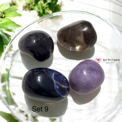 Digital Burnout Recovery Crystal Set (Amethyst Lepidolite Smoky Quartz & Blue Sodalite) 9 Sets