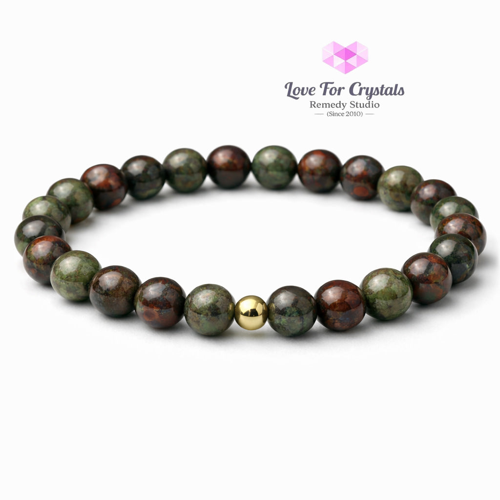 Dragon Bloodstone Courage & Determination 6mm Bracelet with 14k gold filled bead Bracelets & Bangles