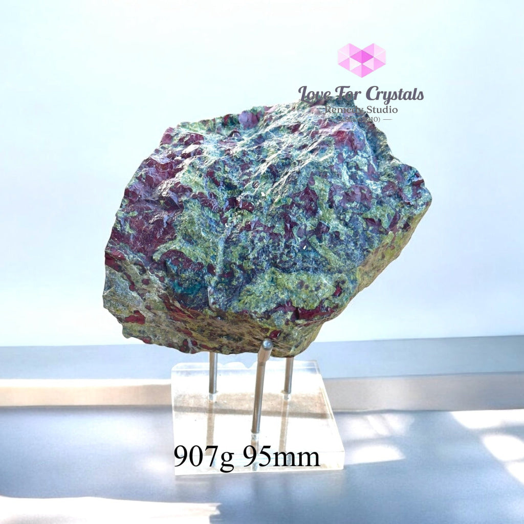 Dragon Bloodstone Raw (POWER SURGE PRE-ACTIVATED STONE) with Acrylic Stand 907g 95mm Raw crystals