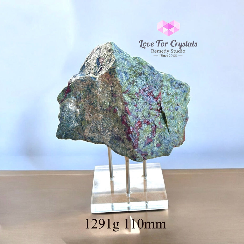 Dragon Bloodstone Raw (POWER SURGE PRE-ACTIVATED STONE) with Acrylic Stand 1291g 110mm Raw crystals