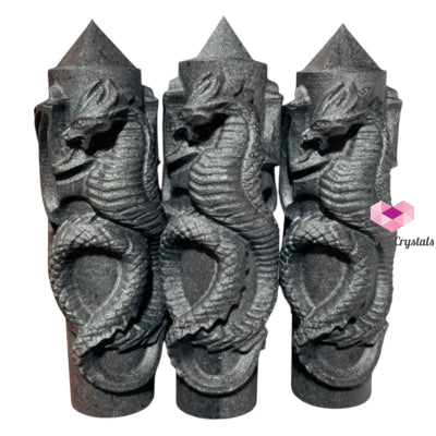 Dragon-carved Shungite Tower (100mm) Russia (Protection) Per Piece 100mm Crystal Tower