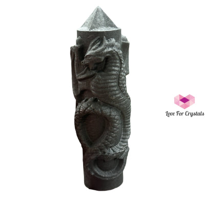 Dragon-carved Shungite Tower (100mm) Russia (Protection) Per Piece 100mm Crystal Tower