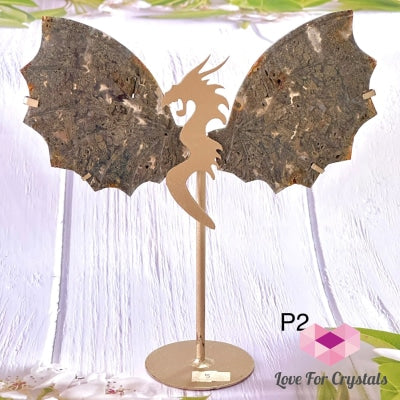 Dragon Wings Crystals On Metal Stand Photo 2 Silver Pyrite