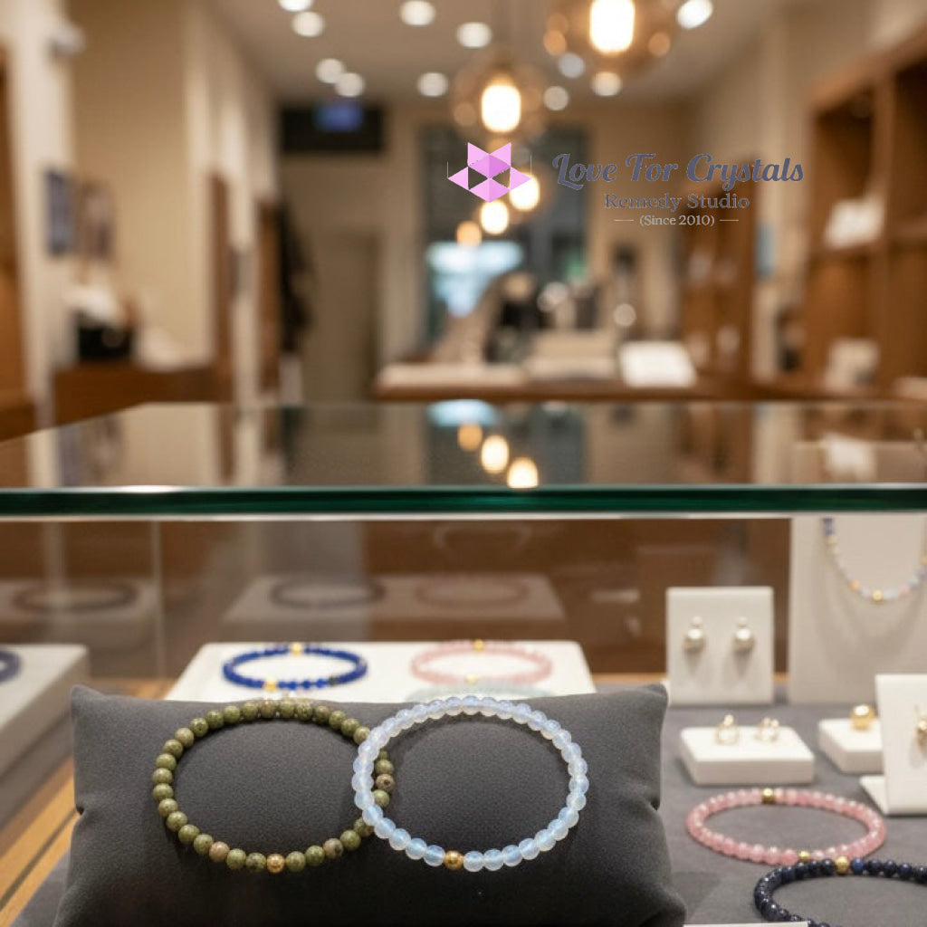 Emotional Renewal Duo Bracelet Set (4mm Unakite & Opalite) Encoded & Attuned