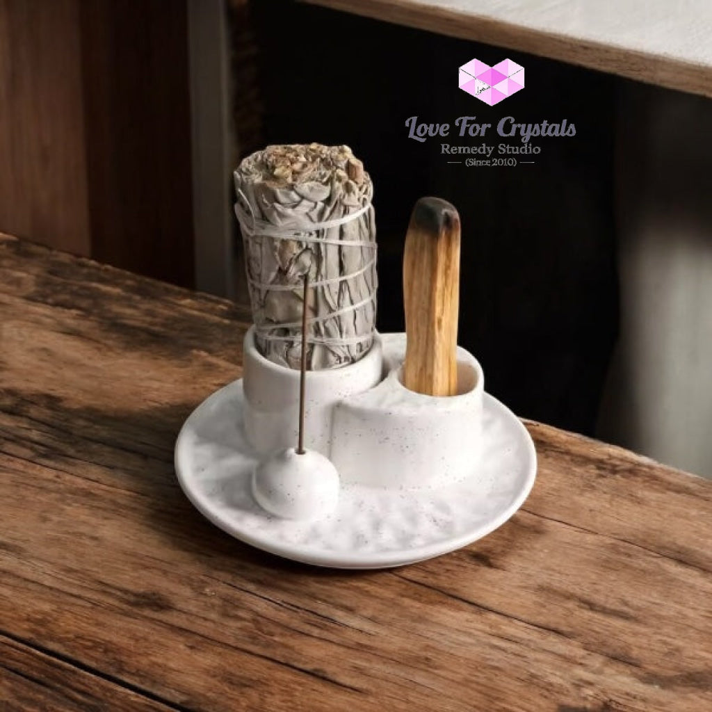 Encoded Sacred Ceramic Dish Sets 13cmx5cm (Lightline Essentials) Holder Incense