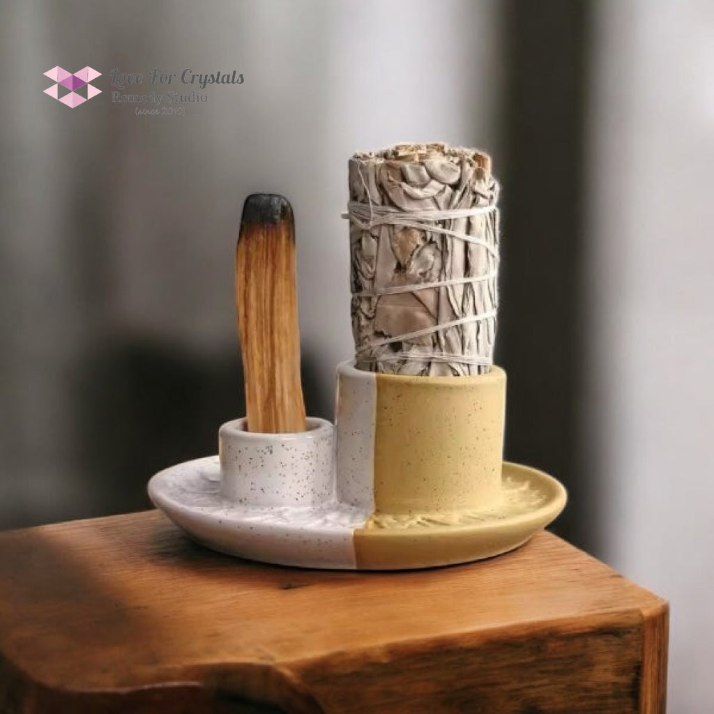 Encoded Sacred Ceramic Dish Sets 13cmx5cm (Lightline Essentials) Holder Incense